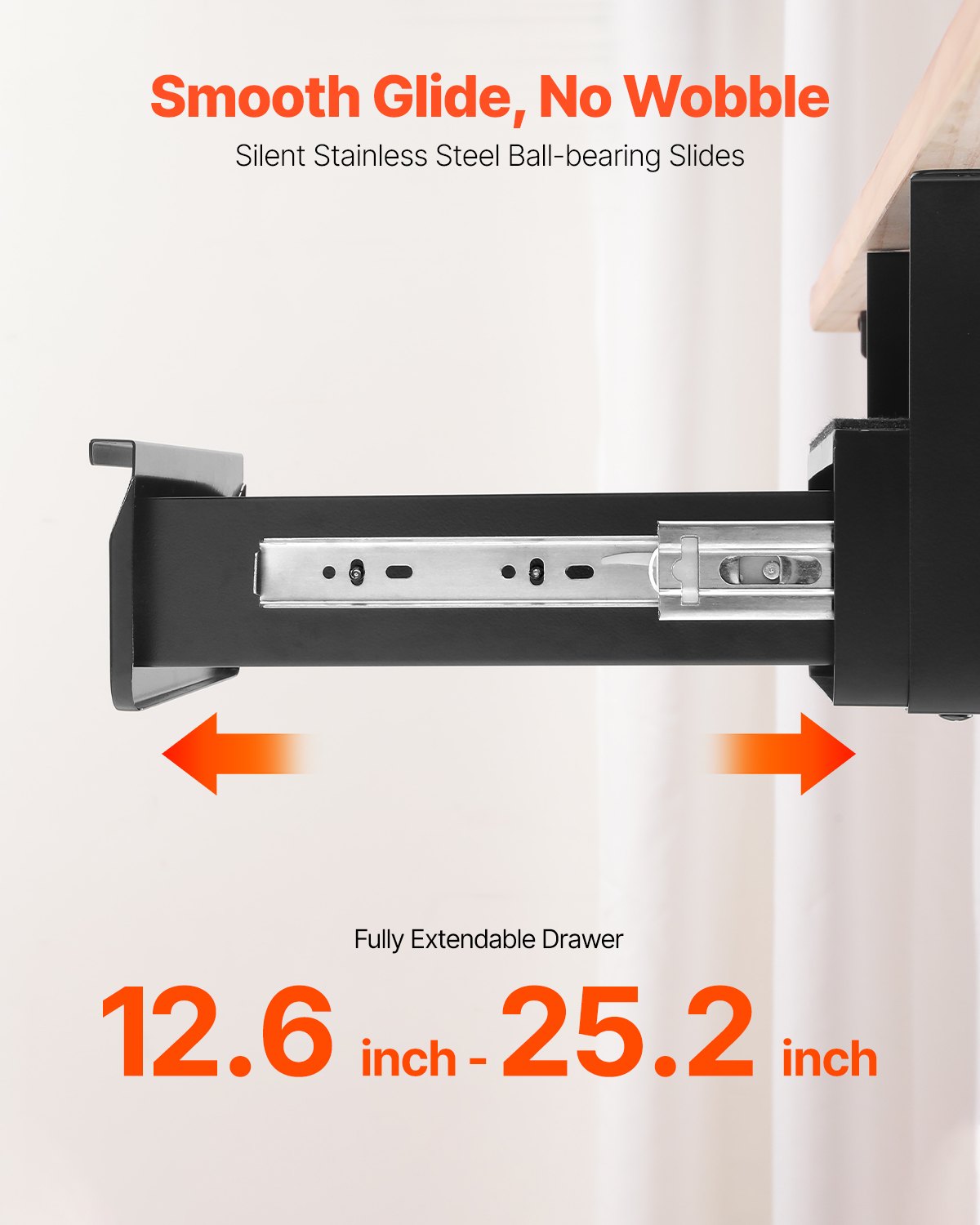 VEVOR 13" Wide Under Desk Drawer Slide Out, Under Desk Mounted Pull-out Drawer Attachment, Hidden Desktop Storage Organizer, Lockable Under Table Pencil Drawer for Sit Stand Workstation, 14x13x7 in