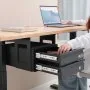 VEVOR 13" Wide Under Desk Drawer Slide Out, Under Table Pull-out Drawer Attachment, Hidden Desktop 2 Layer Storage Organizer, Lockable Undermount Pencil Drawer for Sit Stand Workstation, 14x13x10 in