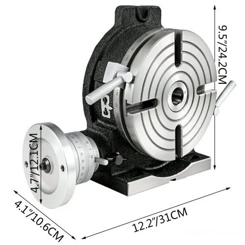 8 Inch Rotary Table – Horizontal & Vertical Milling Table, 3-Slot With Indexing Plate Set, MT-3 Center Bore, 1:90 Ratio