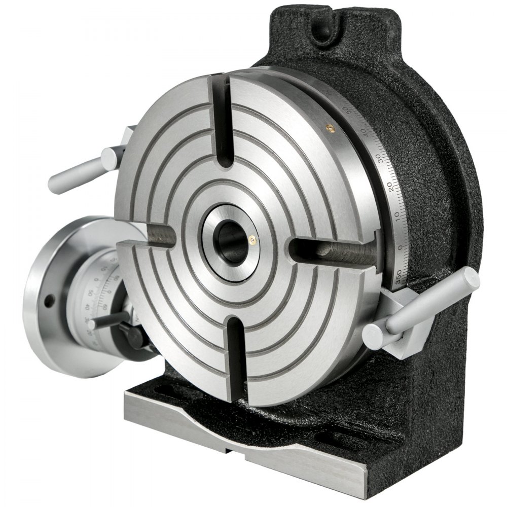 VEVOR rotary table with precision scale and adjustable handles.