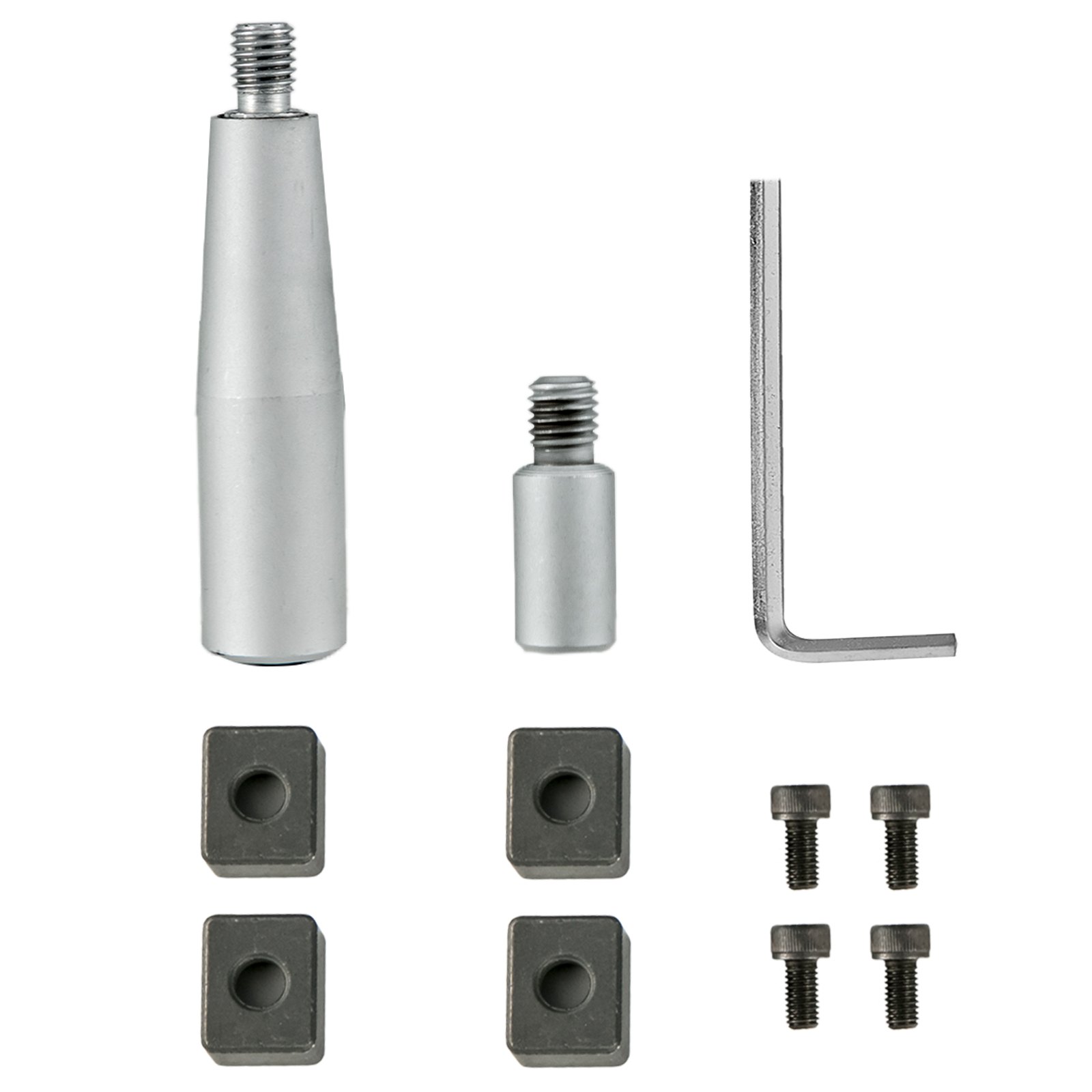 VEVOR rotary table accessory set including pins, hex key, blocks, and screws.