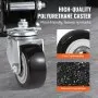 VEVOR Workbench Caster Wheels, 74.8kg Load Capacity, Set of 4, 6.3cm Heavy Duty Retractable Casters, Side Mounted Adjustable Stepdown Wheels with 360° Swivel for Workbenches, Tables, and Equipment