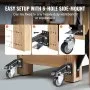 VEVOR Workbench Caster Wheels, 74.8kg Load Capacity, Set of 4, 6.3cm Heavy Duty Retractable Casters, Side Mounted Adjustable Stepdown Wheels with 360° Swivel for Workbenches, Tables, and Equipment