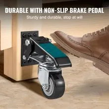 VEVOR Workbench Caster Wheels, 165 lbs Load Capacity, Set of 4, 2.5" Heavy Duty Retractable Casters, Side Mounted Adjustable Stepdown Wheels with 360° Swivel for Workbenches, Tables, and Equipment