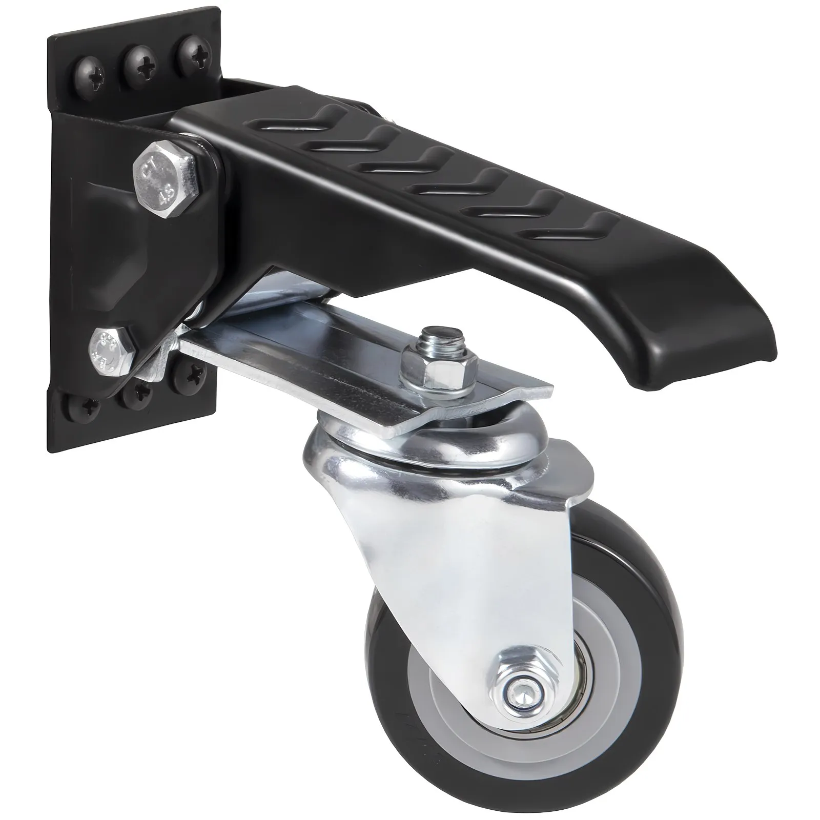 VEVOR Workbench Caster Wheels, 74.8kg Load Capacity, Set of 4, 6.3cm Heavy Duty Retractable Casters, Side Mounted Adjustable Stepdown Wheels with 360° Swivel for Workbenches, Tables, and Equipment