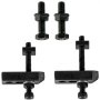 black mounting bolts and clamps for VEVOR rotary table, arranged on white background.
