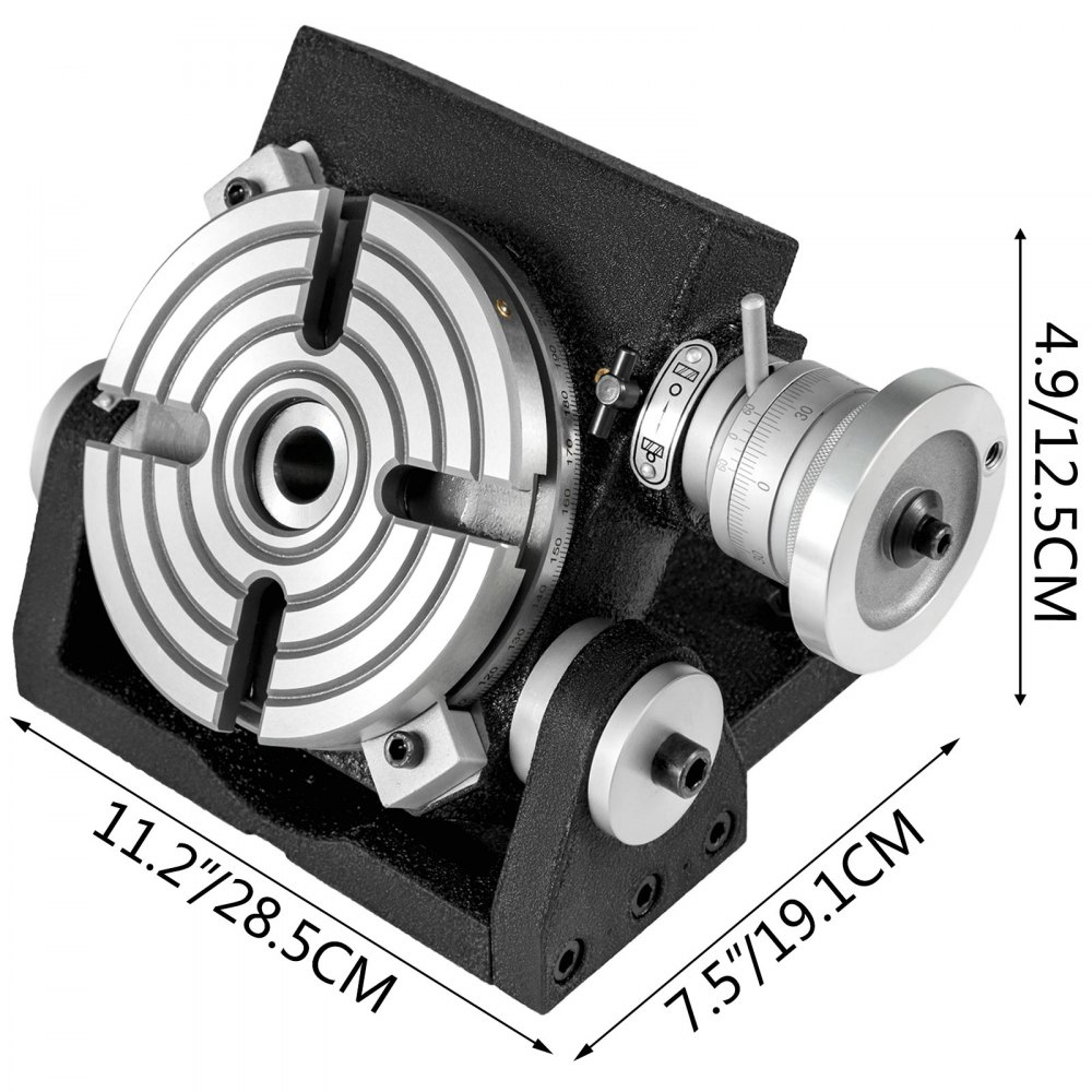 Rotary Table 6" 150mm Tilting 4-Slot MT-2 1:90 Ratio MT-2 Bore Milling Drilling
