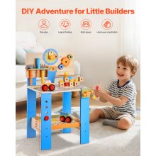 Wooden Tool Bench for Kids 3 Years+ Toy Workbench Pretend Play Toy Kits