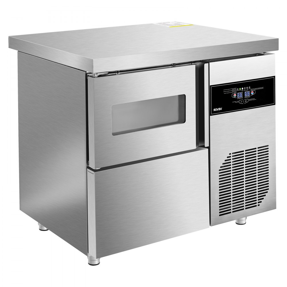Máquina de hielo comercial VEVOR, 132 lb/24 h, de acero inoxidable, con encimera, depósito de hielo de 30 lb y pantalla táctil, autolimpiable, para casa, bar, restaurante y cocina.