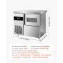 Máquina de hielo comercial VEVOR, 132 lb/24 h, de acero inoxidable, con encimera, depósito de hielo de 30 lb y pantalla táctil, autolimpiable, para casa, bar, restaurante y cocina.