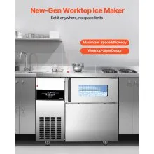 Commercial Ice Maker Freestanding Worktop Ice Machine 220 lbs/24H 66 lbs Bin