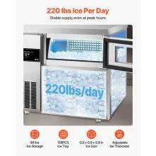 Commercial Ice Maker Freestanding Worktop Ice Machine 220 lbs/24H 66 lbs Bin