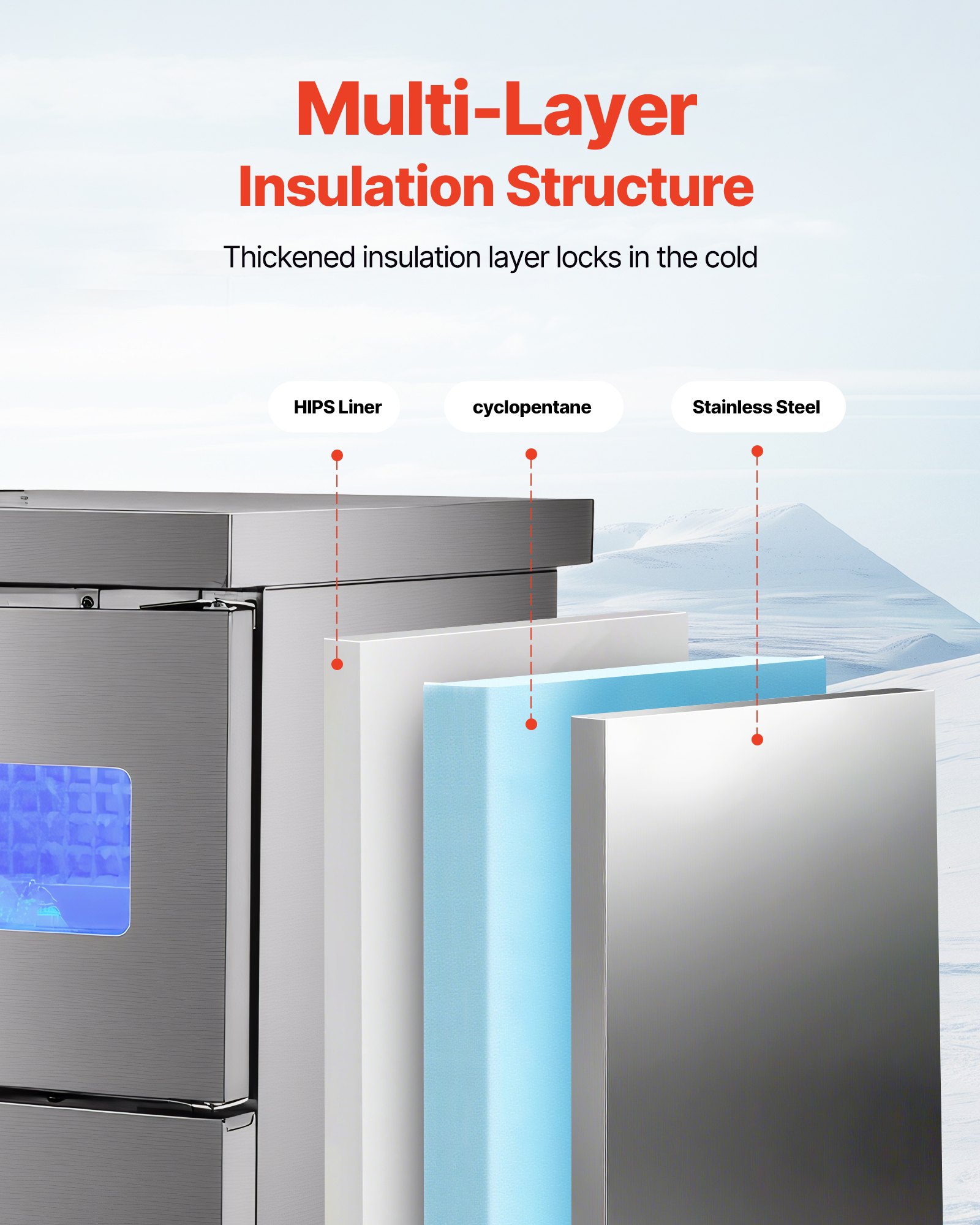 VEVOR Commercial Ice Maker Machine, 132 lbs/24H Stainless Steel Worktop Ice Machine with Sink, 30 lbs Storage & 70 Cubes/Cycle, Self-Cleaning Freestanding Ice-Making for Home Bar Restaurant Kitchen