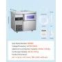 VEVOR Commercial Ice Maker Machine, 220 lbs/24H Stainless Steel Ice Machine with Worktop, 66 lbs Storage & 108 Cubes/Cycle, Self-Cleaning Freestanding Ice-Making for Home Bar Office Restaurant Kitchen
