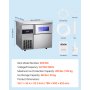 VEVOR Commercial Ice Maker Machine, 265 lbs/24H Stainless Steel Ice Machine with Worktop, 66 lbs Storage & 126 Cubes/Cycle, Self-Cleaning Freestanding Ice-Making for Home Bar Office Restaurant Kitchen
