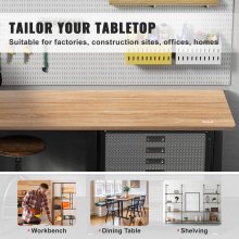 VEVOR Table Top, 63" x 31.5" x 1", 220.5 lbs Load Capacity, Universal One-Piece Particle Board Desktop for Height Adjustable Electric Standing Desk Frame, Rectangular Countertop for Home & Office Desk