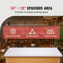 VEVOR Table Top, 55" x 28" x 1", 220.5 lbs Load Capacity, Universal One-Piece Particle Board Desktop for Height Adjustable Electric Standing Desk Frame, Rectangular Countertop for Home and Office Desk