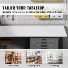 VEVOR asztallap, 60" x 25" x 1", 220,5 font terhelhetőség, univerzális egy darabból álló forgácslap asztallap állítható magasságú elektromos álló íróasztal kerethez, téglalap alakú munkalap otthoni és irodai asztalhoz