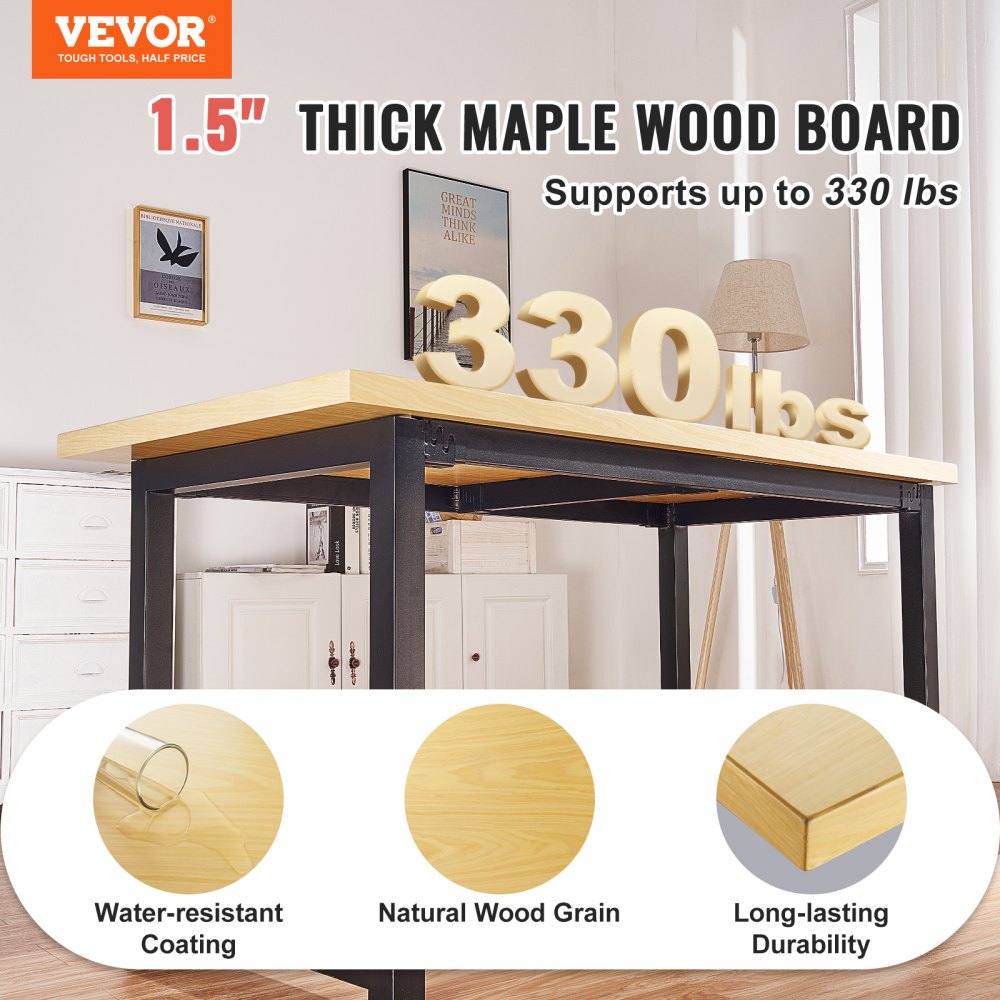 Mesa rectangular de madera dura de 24 x 48 con patas de 20