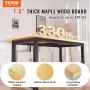 VEVOR Wood Table Top, 1200 x 750 x 38 mm, 150 kg Load Capacity, Universal Solid One-Piece Maple Wood Desktop for Height Adjustable Electric Standing Desk Frame, Rectangular Countertop for Home Office