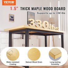 VEVOR Wood Table Top, 150 x 75 x 3.8 cm, 150 kg Load Capacity, Universal Solid One-Piece Maple Wood Desktop for Height Adjustable Electric Standing Desk Frame, Rectangular Countertop for Home Office