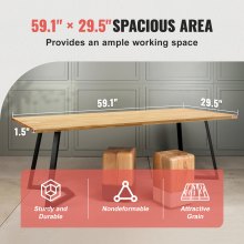 VEVOR Wood Table Top, 150 x 75 x 3.8 cm, 150 kg Load Capacity, Universal Solid One-Piece Maple Wood Desktop for Height Adjustable Electric Standing Desk Frame, Rectangular Countertop for Home Office