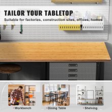 VEVORBambo o Table Top, 1800 x 737 x 38 mm, 150 kg Load Capacity, Universal Solid One-Piece Bamboo Desktop for Height Adjustable Electric Standing Desk Frame, Rectangular Countertop for Home & Office