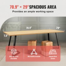 VEVOR Bamboo Table Top, 70.9" x 29" x 1.5", 330 lbs Load Capacity, Universal Solid One-Piece Bamboo Desktop for Height Adjustable Electric Standing Desk Frame, Rectangular Countertop for Home & Office