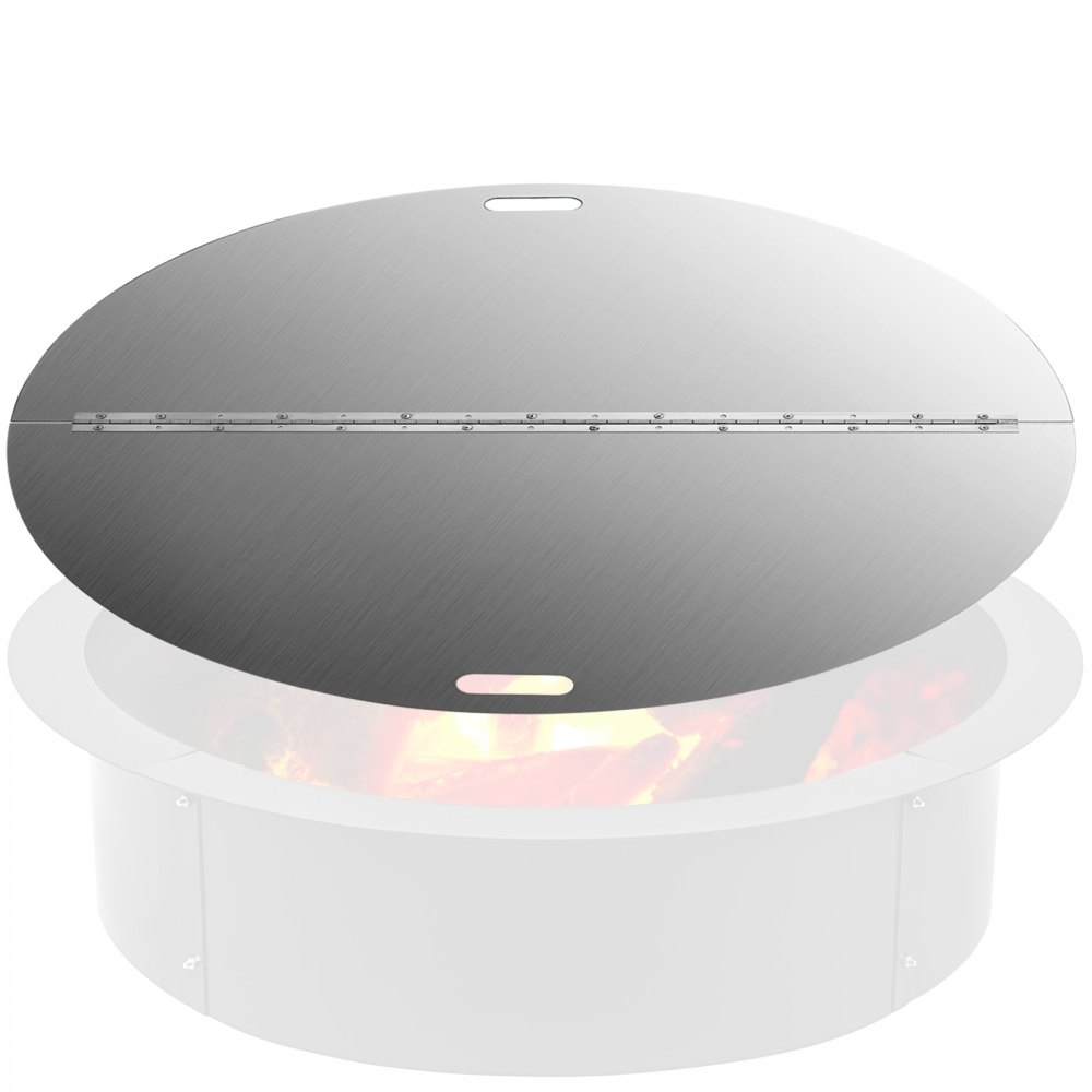 VEVOR Fire Pit Lid Round 40 Inch Foldable Fire Pit Ring Snuff Cover 430 Stainless Steel Fire Pit Spark Screen Cover 3mm Thickness