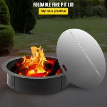 VEVOR Fire Pit Lid Round 40 Inch Foldable Fire Pit Ring Snuff Cover 430 Stainless Steel Fire Pit Spark Screen Cover 3mm Thickness