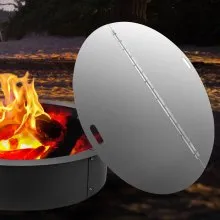 VEVOR Fire Pit Lid Round 40 Inch Foldable Fire Pit Ring Snuff Cover 430 Stainless Steel Fire Pit Spark Screen Cover 3mm Thickness