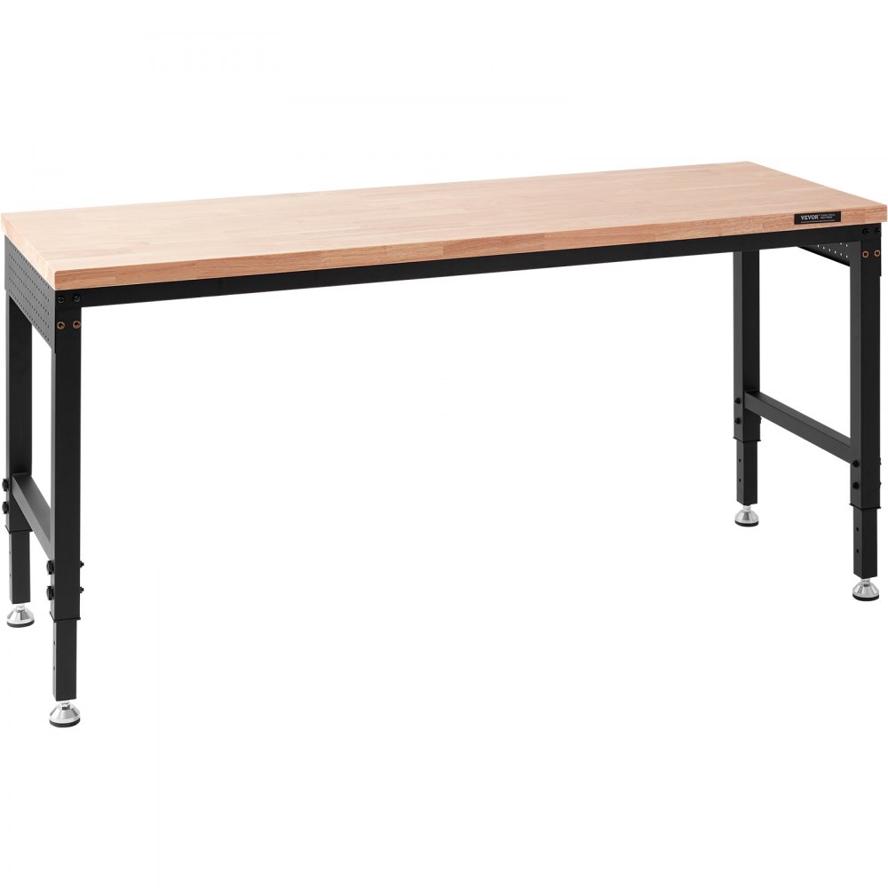VEVOR Adjustable Workbench Work Table Top, Dimensions: 72" x 25" Adjustable Height: 28"-40" Max Load 3000lbs Table with Power Sockets Wooden Top for Office Home Garage