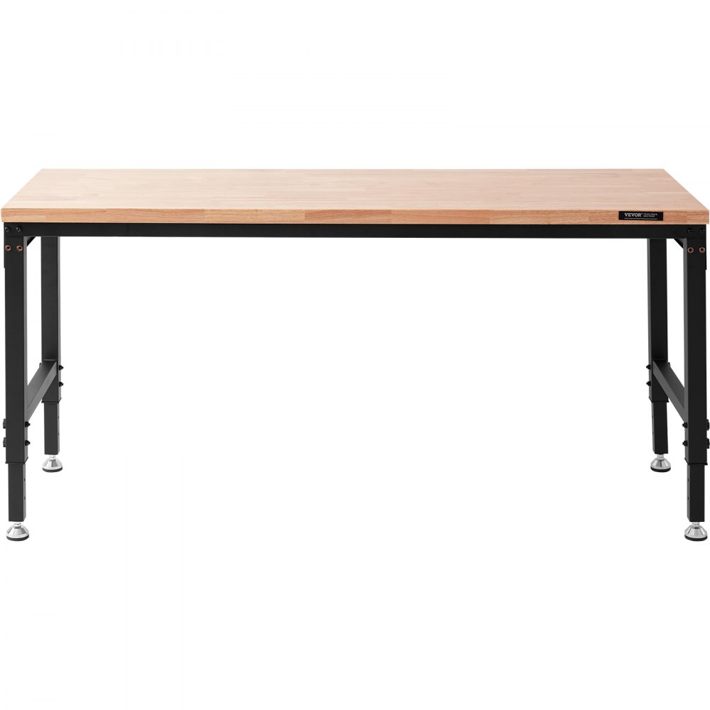 VEVOR Adjustable Workbench Work Table Top, Dimensions: 72" x 25" Adjustable Height: 28"-40" Max Load 3000lbs Table with Power Sockets Wooden Top for Office Home Garage