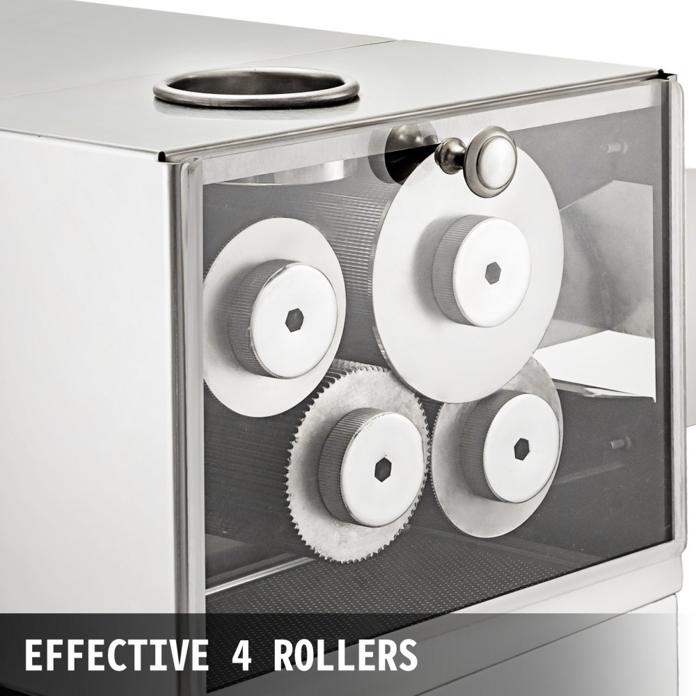 Sugar Cane Juicer 4 Rollers 400W Sugar Cane Ginger Juice Machine Stainless Steel