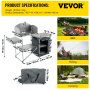 VEVOR Aluminum Portable Folding Picnic Station with Windshield, Storage Organizer & 4 Adjustable Feet Quick Installation for Outdoor Beach Party Cooking, Gray, Grey