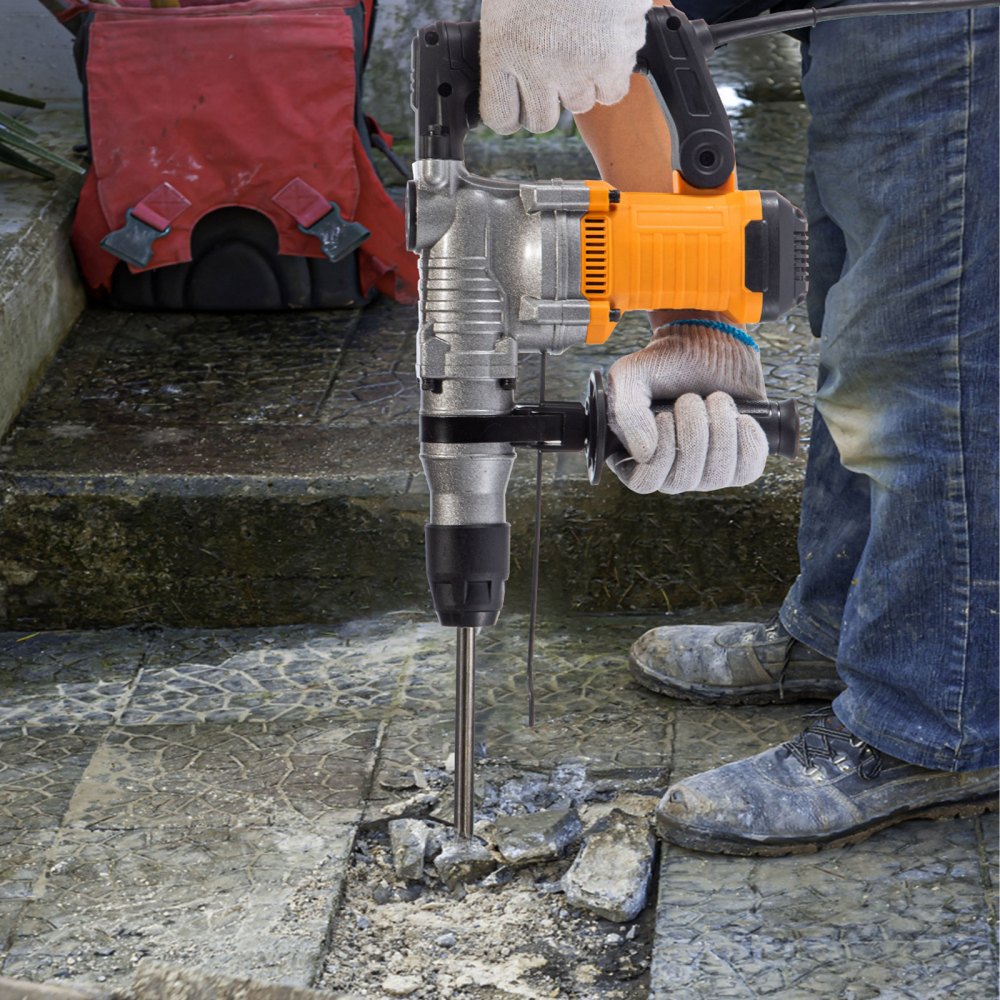 VEVOR Rotary Hammer, 1" SDS - Plus Hammer Drill with 4 Functions & 360 Degree Rotating Handle, 1050W Variable Speed 0-850RPM Corded Hammering Machine, Includes Chisels, Drill Bits and Case