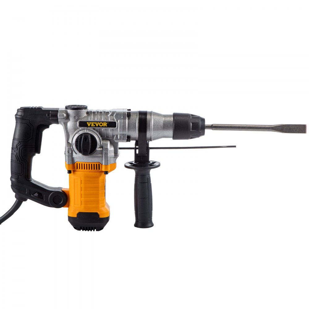 VEVOR Rotary Hammer, 1" SDS - Plus Hammer Drill with 4 Functions & 360 Degree Rotating Handle, 1050W Variable Speed 0-850RPM Corded Hammering Machine, Includes Chisels, Drill Bits and Case