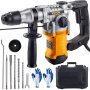 VEVOR Rotary Hammer, 1" SDS - Plus Hammer Drill with 4 Functions & 360 Degree Rotating Handle, 1050W Variable Speed 0-850RPM Corded Hammering Machine, Includes Chisels, Drill Bits and Case