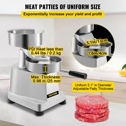Burger Press Hamburger Patty Maker 5-Inch Diameter Burger Press Commercial