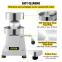 VEVOR burger press with stainless steel food tray, aluminum body, and rubber base.