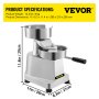 VEVOR burger press with dimensions and product weight specifications shown.
