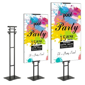 Poster Board Floor Display Pole with Adjustable Clamps