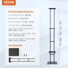 VEVOR Poster Stand, Adjustable Height Up to 75", Double-Sided Heavy Duty Pedestal Sign Holder, Floor Standing Sign Holder Banner Stand with Shock-absorbing Base for Display, for Board and Foam, Black