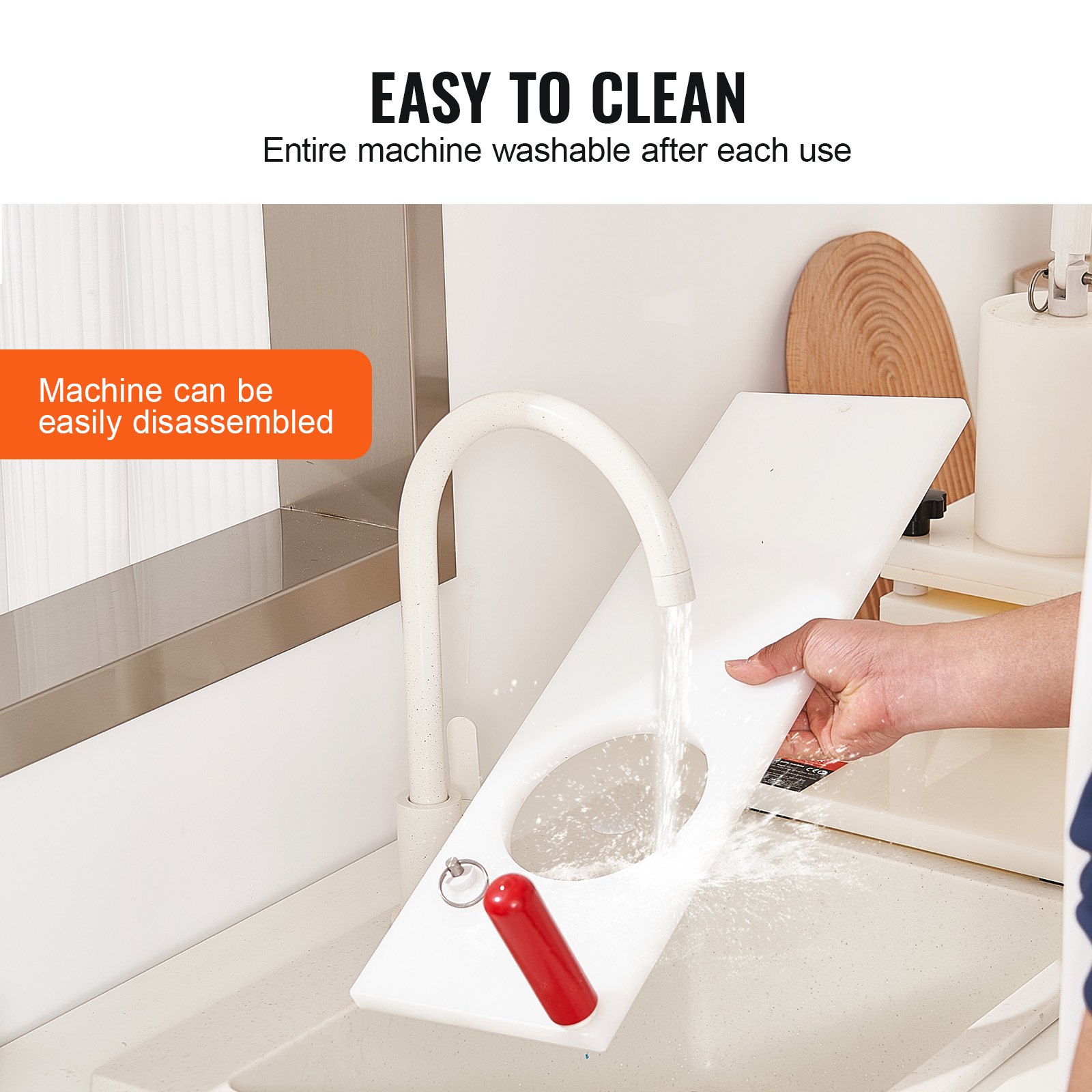 VEVOR Commercial Burger Patty Maker, 130 mm Manual Beef Hamburger Patty Maker, Food-Grade PE Burger Press Machine, 1.5KG Large-Capacity Hopper Meat Forming Processor with Handle & Patty Paper