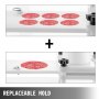 VEVOR burger press replaceable mold displaying multiple and single patties.