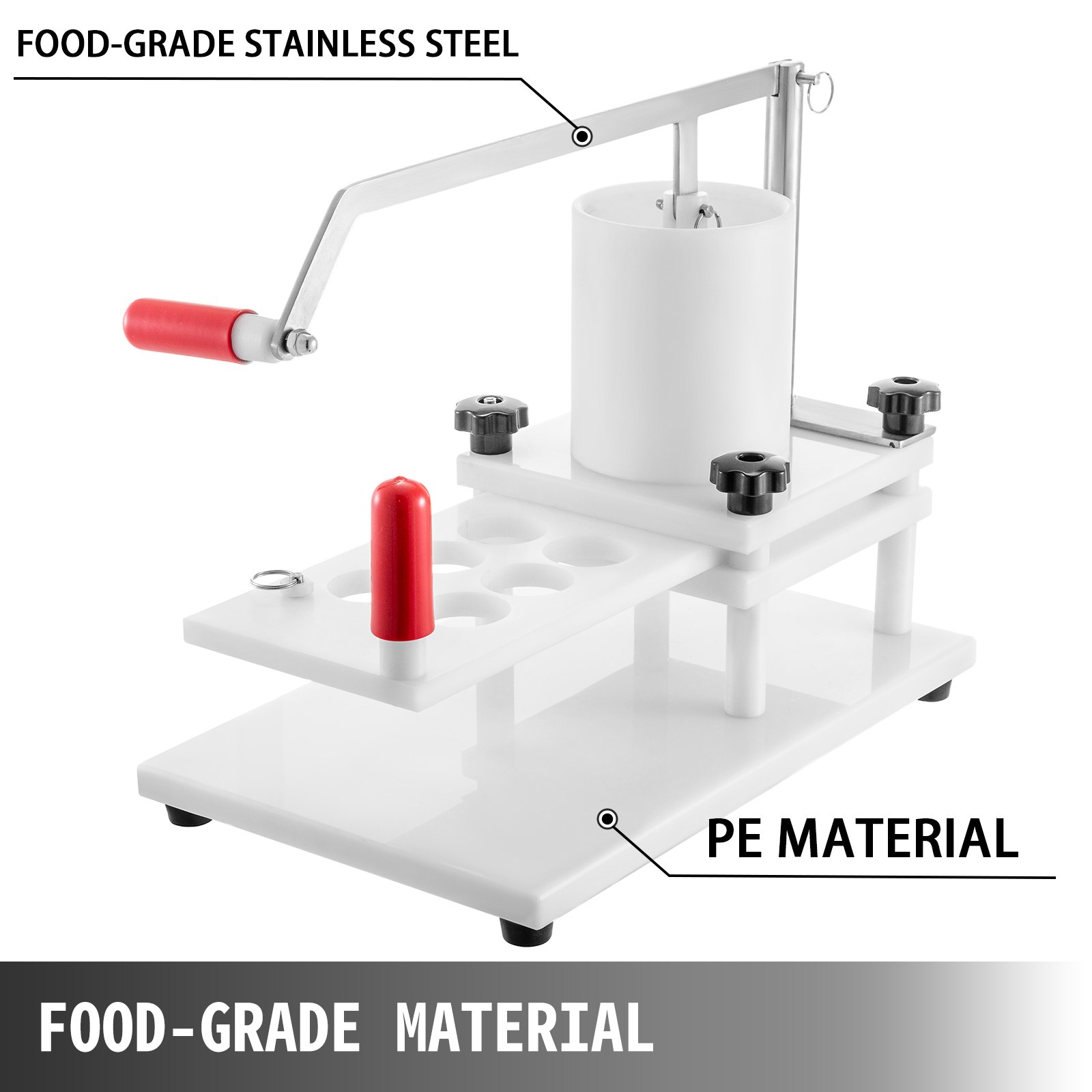 VEVOR burger press with food-grade stainless steel and pe material components.