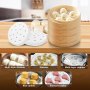 VEVOR Steam Paper Liners, 500PCs Air Fryer Parchment Paper, 4-Inch Air Fryer Sheets, Round Perforated Parchment Paper, Non-Stick Hamburger Patty Paper, Bamboo Steamer Liners for Baking Steaming Basket