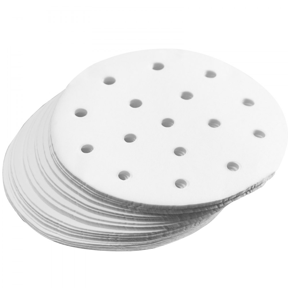 VEVOR Revestimientos de papel de vapor, 500 piezas de papel de pergamino para freidora de aire, hojas de freidora de aire de 5 pulgadas, papel de pergamino perforado redondo, papel de hamburguesa antiadherente, revestimientos de vapor de bambú para hornear cesta de vapor