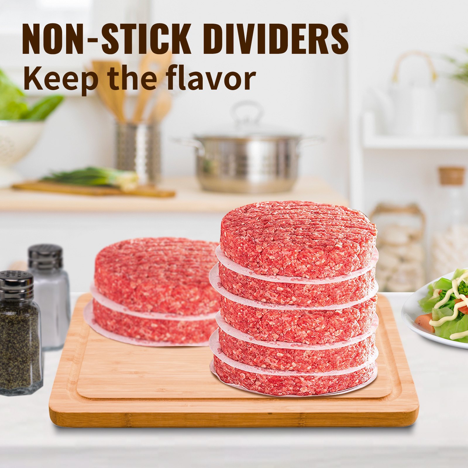 VEVOR 500pcs Patty Paper Baking Burger Wax Discs Nonstick BBQ Burger Paper 13cm