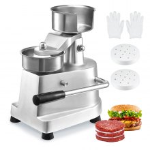 VEVOR Commercial Burger Patty Maker, 100mm Hamburger Beef Patty Maker, Heavy Duty Food-Grade Stainless Steel Bowl Burger Press Machine, Kitchen Meat Forming Processor with 1000 Pcs Patty Papers
